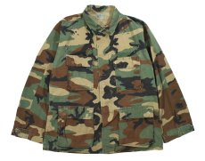 画像1: Used Us Military Studded Ripstop BDU Coat Woodland Camo (1)