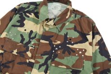 画像2: Used Us Military Studded Ripstop BDU Coat Woodland Camo (2)