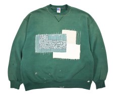 画像1: Used Russell Athletic Customized Sweat Shirt Green made in USA (1)