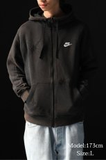 画像8: Used Nike Damaged Zip Sweat Hoodie Black (8)