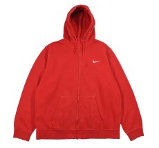 画像1: Used Nike Damaged Zip Sweat Hoodie Red (1)