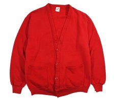 画像1: Used Jerzees Sweat Cardigan Red made in USA (1)