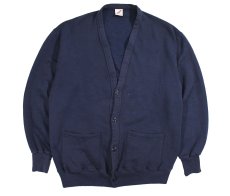 画像1: Used Jerzees Sweat Cardigan Navy made in USA (1)