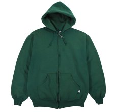 画像1: Used Russell Athletic Blank Zip Sweat Hoodie Green made in USA (1)