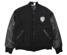 画像1: Used Melton/Leather Varsity Jacket "Warner Bros" made in USA (1)