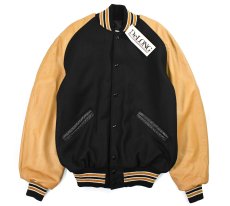 画像1: Deadstock DeLong Melton/Leather Varsity Jacket Black/Camel (1)