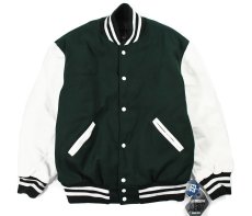 画像1: Holloway Melton/Leather Varsity Jacket Green/White (1)