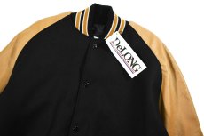 画像2: Deadstock DeLong Melton/Leather Varsity Jacket Black/Camel (2)