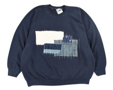 画像1: Used Fruit of the Loom Raglan Sleeve Customized Sweat Shirt Navy (1)