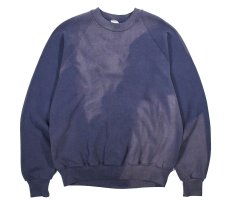 画像1: Used Jerzees Raglan Sleeve Blank Sweat Shirt Fade Navy made in USA (1)