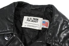 画像4: Used Schott U.S 740N Leather Pea Jacket Black made in USA (4)