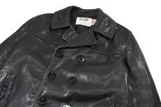 画像2: Used Schott U.S 740N Leather Pea Jacket Black made in USA (2)