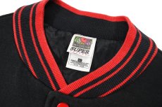 画像4: Used Fruit of the Loom Sweat Varsity Jacket Black/Red (4)