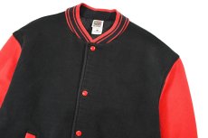 画像2: Used Fruit of the Loom Sweat Varsity Jacket Black/Red (2)