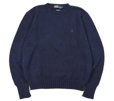 画像1: Used Polo Ralph Lauren Cotton Knit Sweater Navy (1)