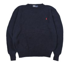 画像1: Used Polo Ralph Lauren Cotton Knit Sweater Navy (1)