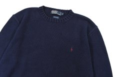 画像2: Used Polo Ralph Lauren Cotton Knit Sweater Navy (2)