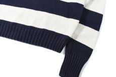 画像3: Used Polo Ralph Lauren Border Cotton Knit Sweater Navy/White (3)