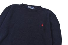 画像2: Used Polo Ralph Lauren Cotton Knit Sweater Navy (2)