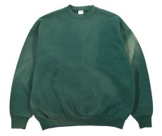 画像1: Used Fruit of the Loom Bleached Sweat Shirt Green made in USA (1)