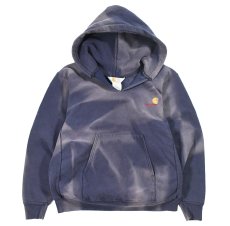 画像1: Used Carhartt Sweat Hoodie Fade Navy made in USA (1)