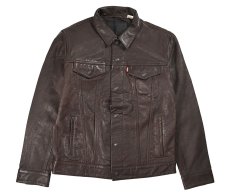 画像1: Levi's Leather Trucker Jacket Brown リーバイス (1)