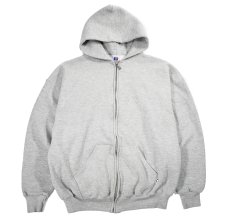 画像1: Used Russell Athletic Blank Zip Sweat Hoodie Grey (1)