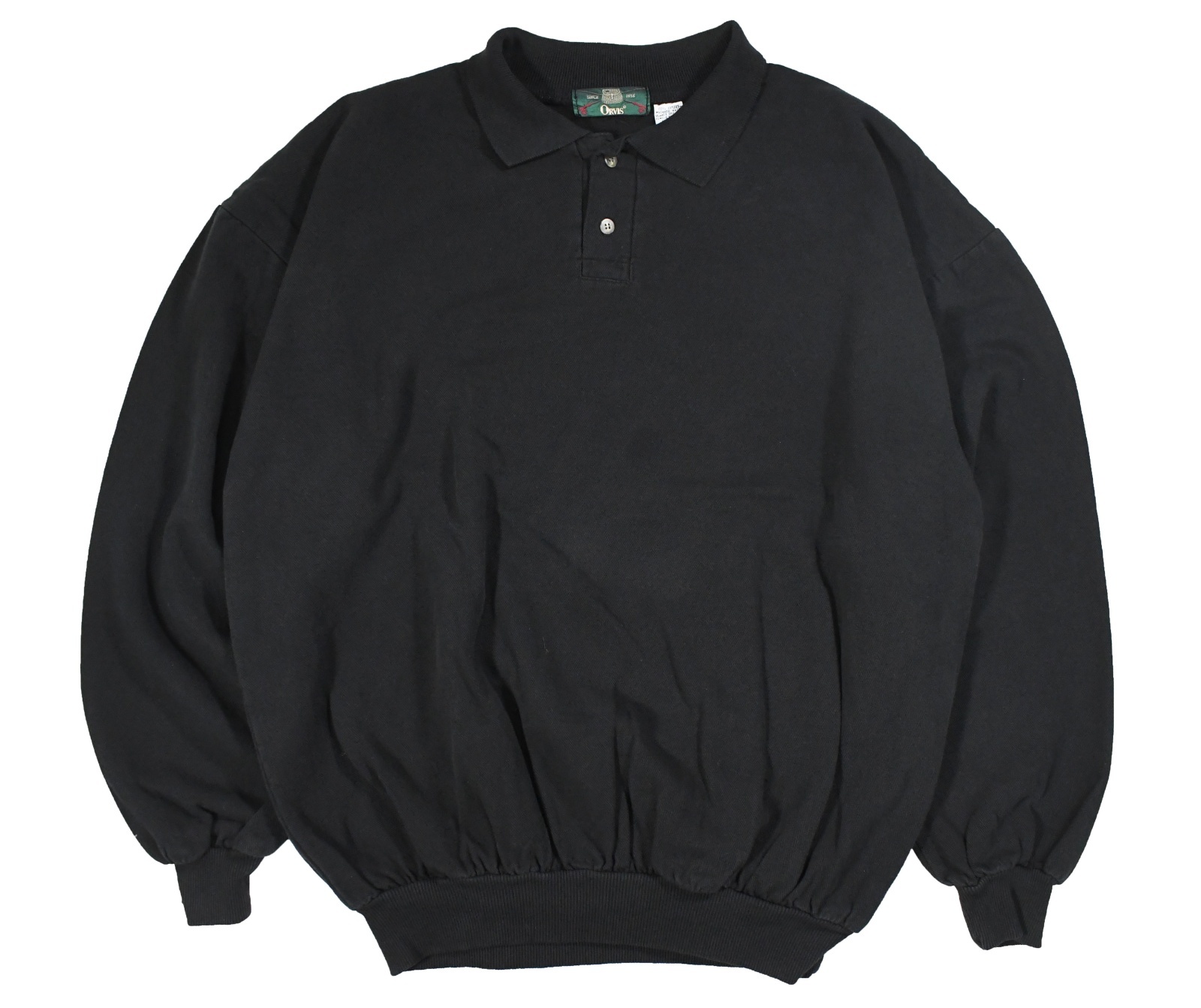 Deadstock Orvis Sweat Polo Over Dye Black made in USA