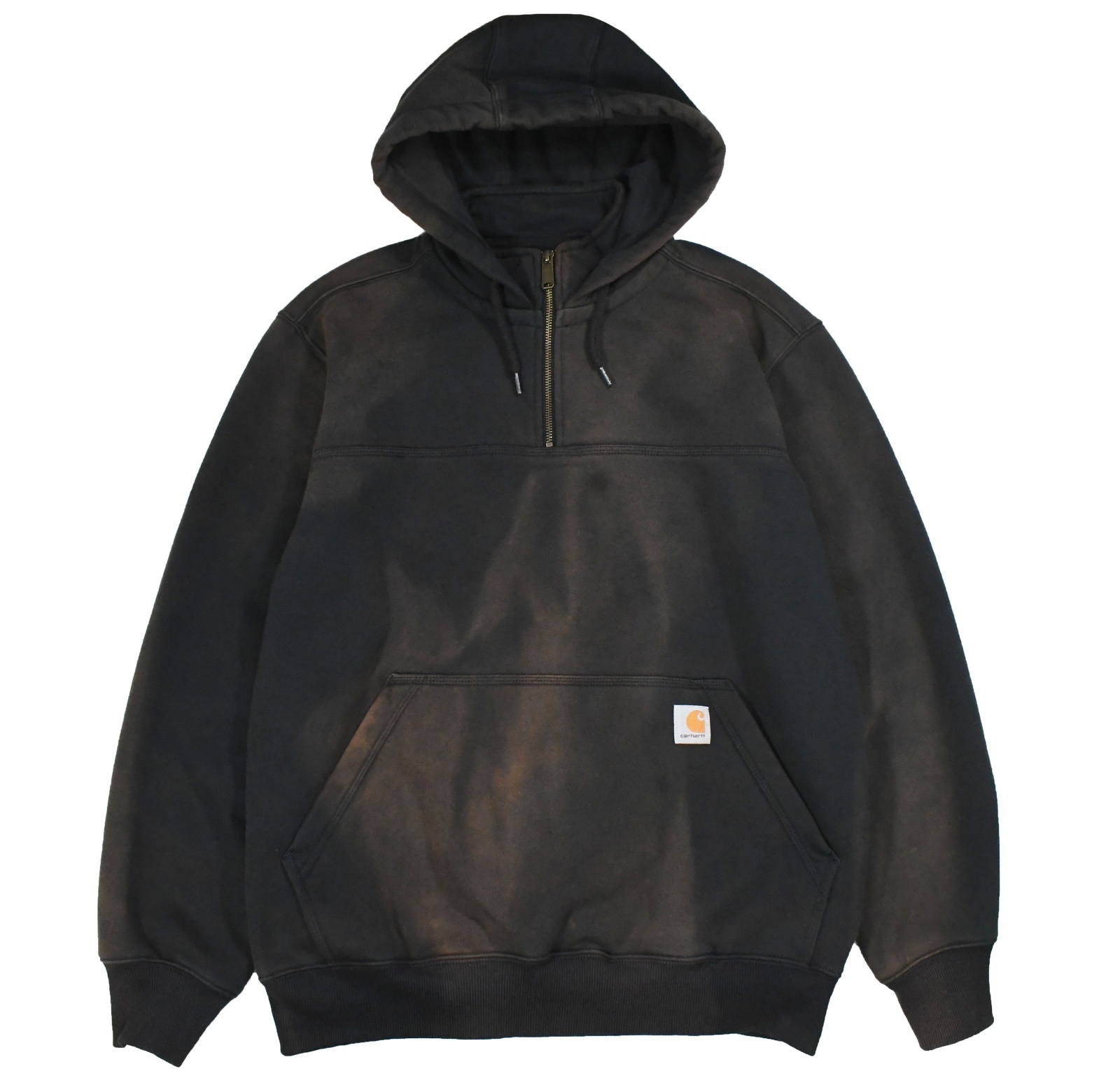 Used Carhartt Quarter Zip Sweat Hoodie Fade Black